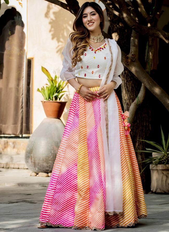 Organza Multi Colour Party Wear Printed Lehenga Choli